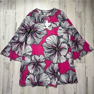 NWT Trina Turk Floral Bell Sleeve Silk Blend Dress Size 10